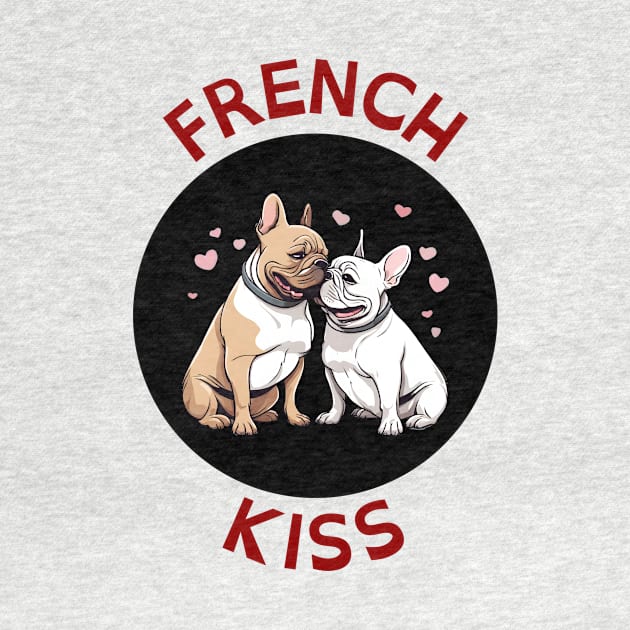 French Kiss | French Bulldog Pun by Allthingspunny